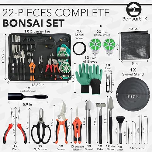 Miniatura 3 de Kit de herramientas de bonsái - Mini herramientas de jardín, kit de alambre de bonsái, alfombrilla de trasplante para plantas de interior,