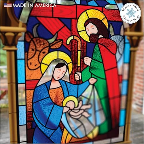 Miniatura 5 de Adhesivos de Navidad para ventanas de cristal, calcomanías reutilizables y no adhesivas, calcomanías para decoración de ventanas y puertas de