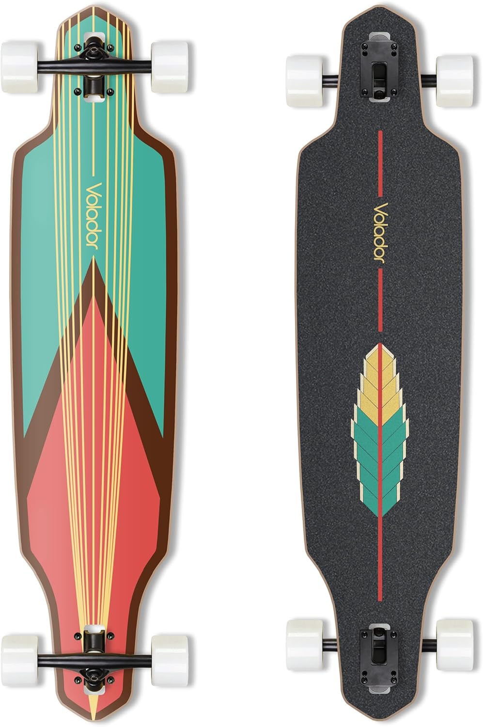 VOLADOR Urban Freeride Pro Longboard Cruiser 40inch | Canadian Maple Wood Deck & Forged Reverse Kingpin Truck | Drop Through Longboard Complete Setup for Urban Commuting