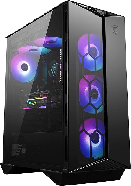 MSI MPG GUNGNIR 110R Mid-Tower PC Case - Tempered Glass, ATX, M-ATX & Mini-ITX Capacity, 4 x 120mm ARGB fans with Hub Controller, Magnetic Dust Filter, USB 3.2 Gen 2x2 Type-C, Gen 1 Type-A Ports