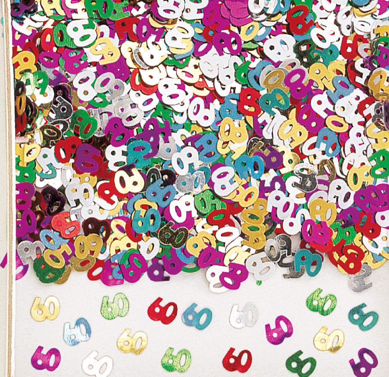 Amscan 14 g Number 60 Metal Confetti Party Accessory, Multi-Colour