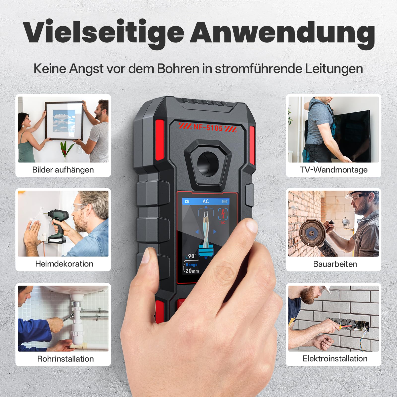 Leitungssuchgerät Wand Kabelfinder, Multifunktional Wand Scanner Detektor