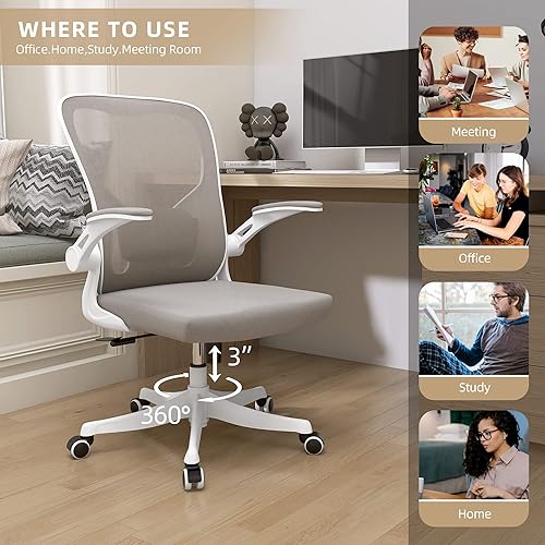Miniatura 11 de Monhey Office Chair Ergonomic Desk Chair with Lumbar Support&Headrest&Flip-up Arms Height Adjustable Rocking Swivel High Back Computer Chair Warm 01