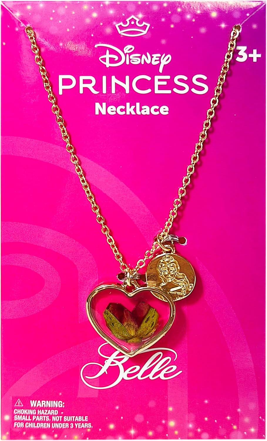 LUV HER Kids Disney Belle Necklace – Heart Pendant with Rose Petal & Gold Charm Inspired by Beauty and the Beast – Halloween Party Jewelry – Easy Gift Set for Ages 3+ LUV HER Kids Disney Belle Necklace – Heart Pendant with Rose Petal & Gold Charm Inspired by Beauty and the Beast – Halloween Party Jewelry – Easy Gift Set for Ages 3+