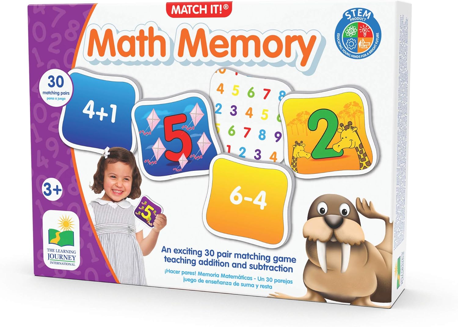 The Learning Journey: Match It! Memory - Mathematics - STEM Addition and Subtraction Game Helps to Teach Early Math Facts 30 Matching Pairs : Office Products