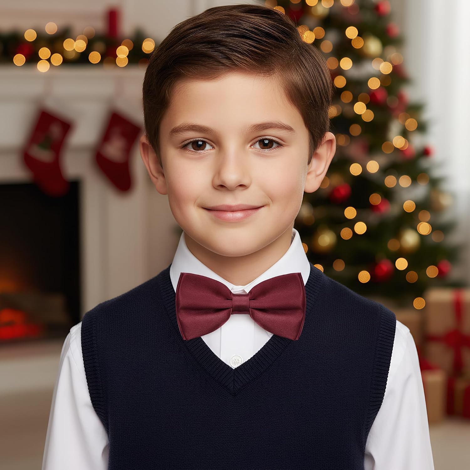 1Pc Kids Bow Tie Adjustable Pre Tied Classic Solid Color Neck Bowtie for Women Men Christmas Outfit Accessories