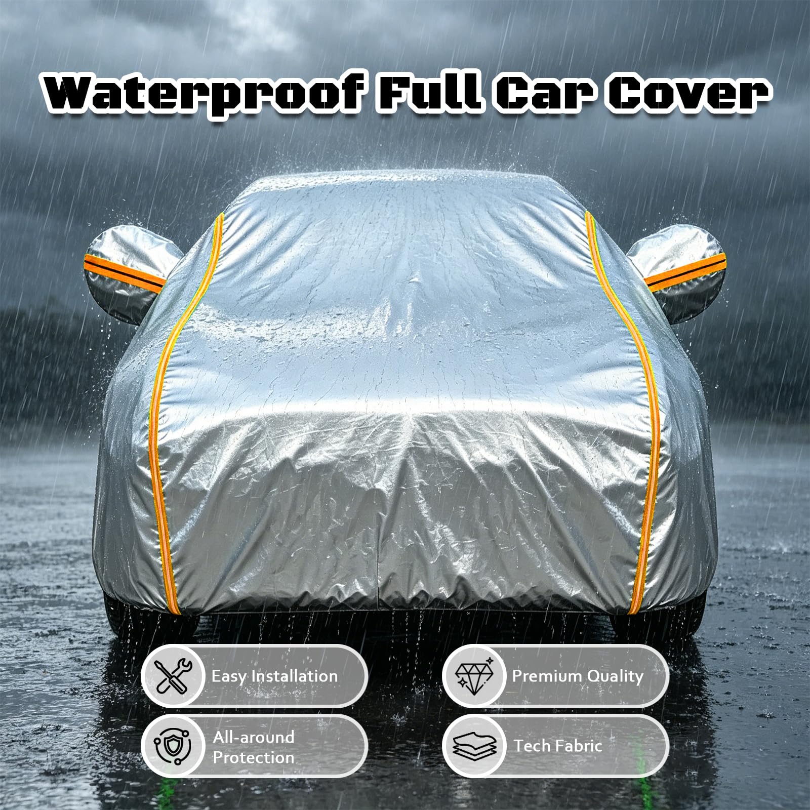 Wasserdicht Autoabdeckung für Toyota IQ (2008-2014),Autoplane Outdoor,Vollflächige Auto Abdeckung für die Garage-Schützt vor Sonne, Schnee und Staub JD6f