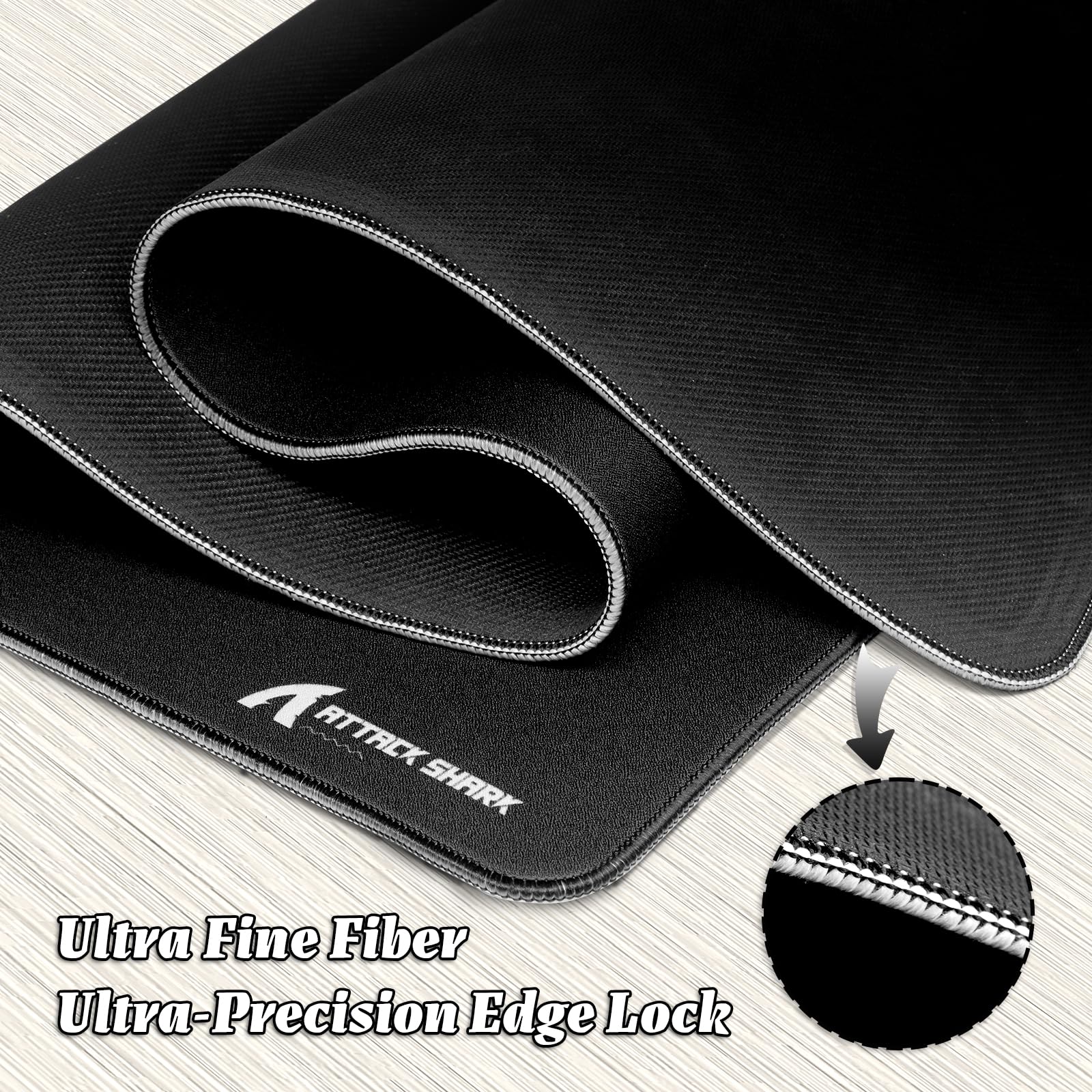 ATTACK SHARK CM02PRO E-Sport-Gaming-Mauspad, strapazierfähiges, großformatiges Mauspad mit wasserabweisender Beschichtung, Rutschfester Unterseite und vernähten Kanten, 900 x 400 x 4 mm,schwarz
