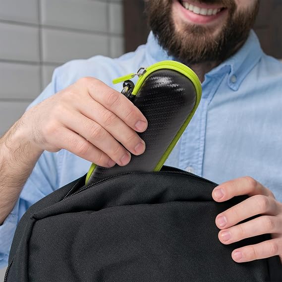 Nincha Travel Case for Hybrid Electric Trimmer and Shaver, Groomer for Face + Body QP2724/90, QP2834/70, QP1924/70, QP6531/70, QP4631/90, Carrying Case, Black & Lime Green