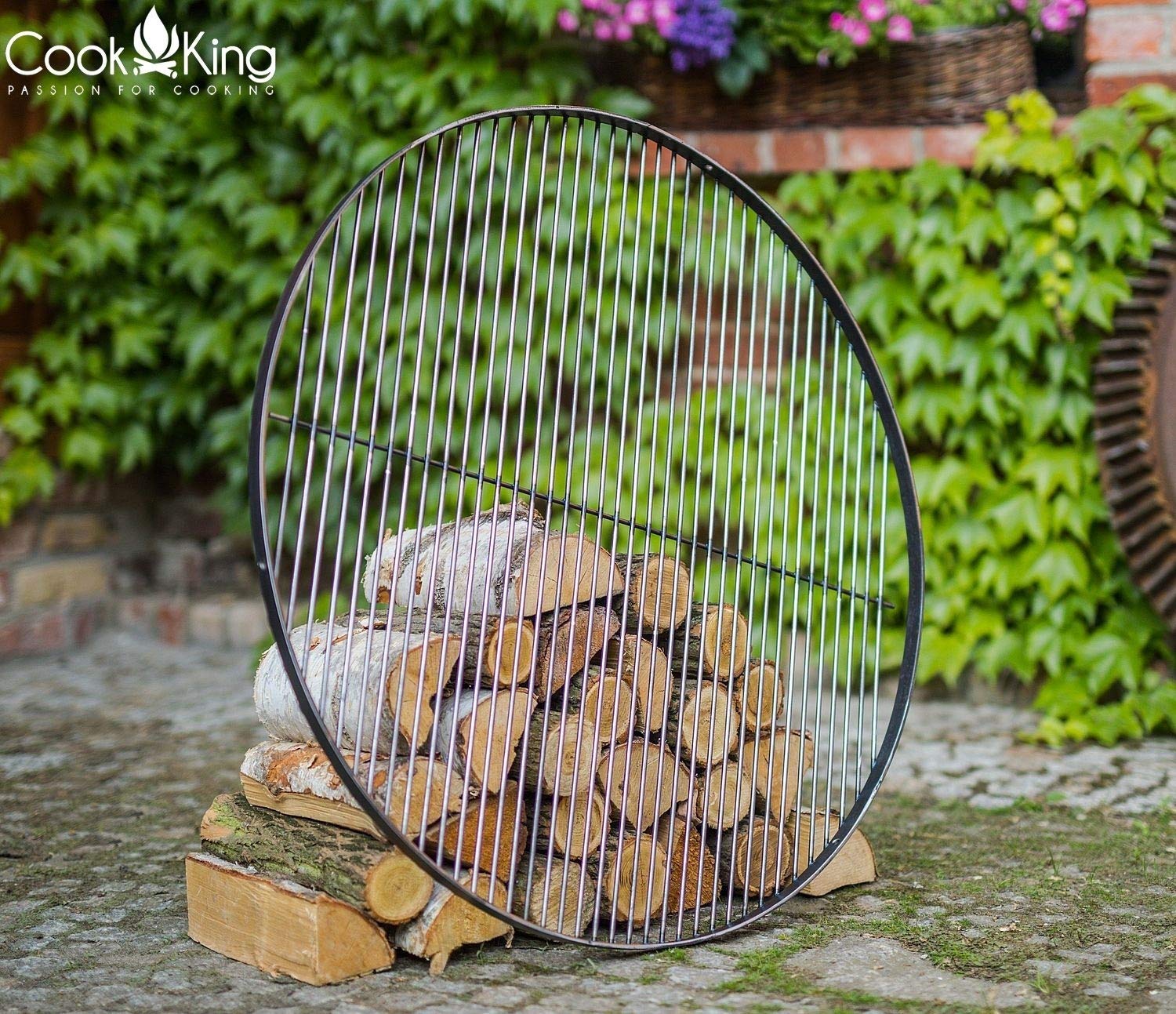 Schwenkgrill mit Kurbel H 200 cm mit Grillrost Ø 70 cm aus Rohstahl Dreibein Grill Grillständer CookKing