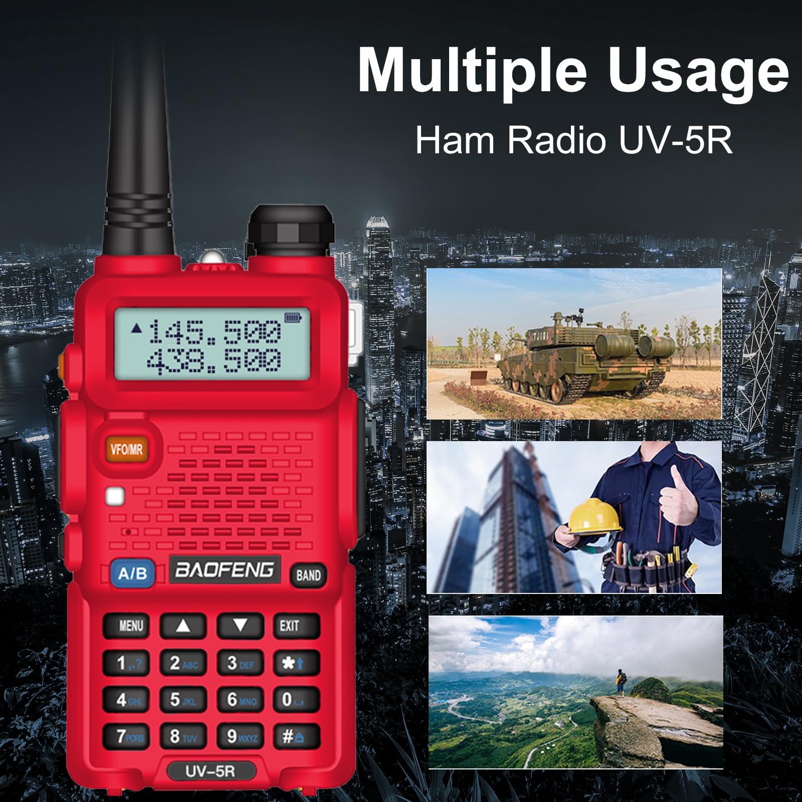 vhbw 2x Batterie compatible avec Baofeng UV-5R, BF-F8, UV-5RA, UV-5RE, BF-F9 radio talkie-walkie (1800mAh, 7,4V, Li-ion