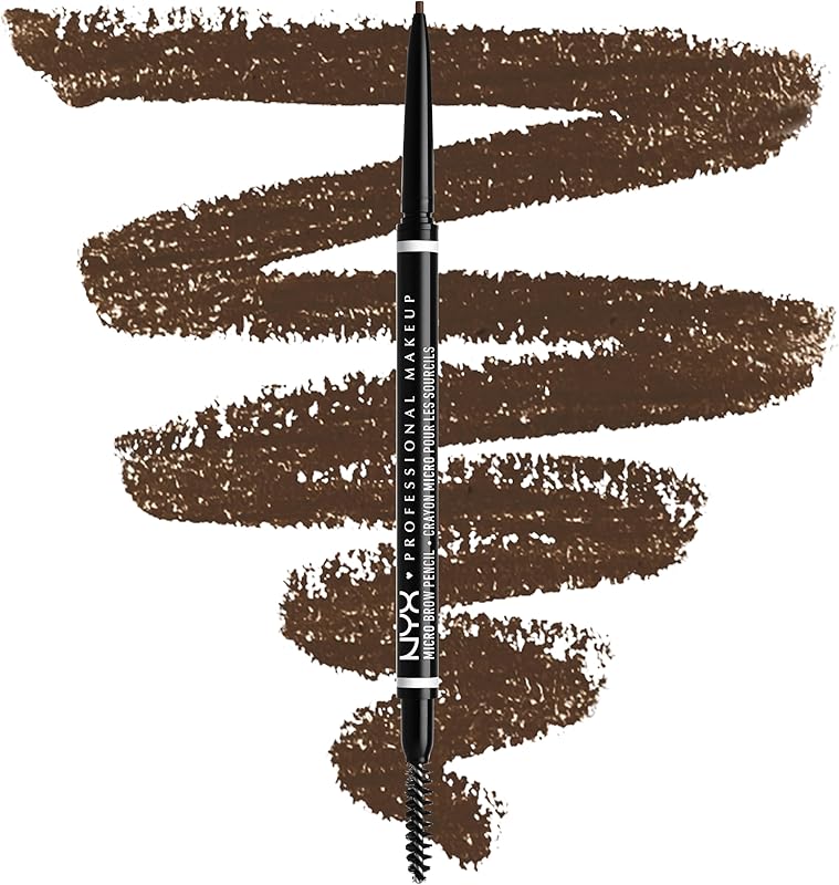NYX Professional Makeup Crayon à Sourcils Micro Brow Pencil, Crayon Ultra-Fin Double-Embout avec Mine Rétractable et Goupillon, Teinte : Brunette (06)