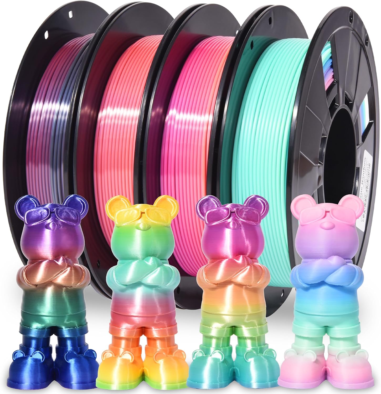 Filamento PLA Rainbow 3D Silk Matte 1.75mm 4-Pack miniatura 1