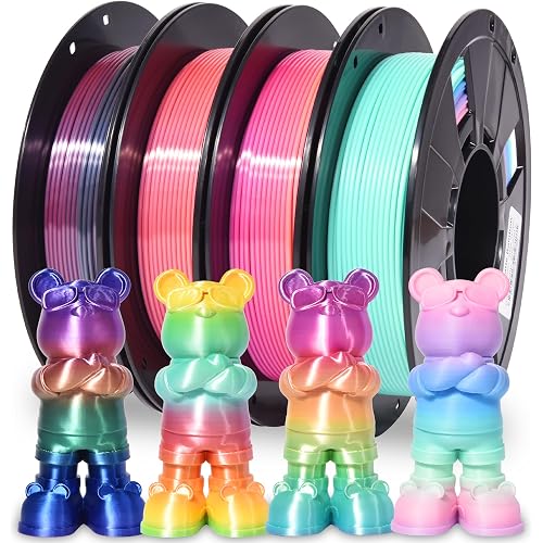 RAMBERY Silk & Matte Rainbow 3D Printer Filament PLA 1.75mm, 4-Pack