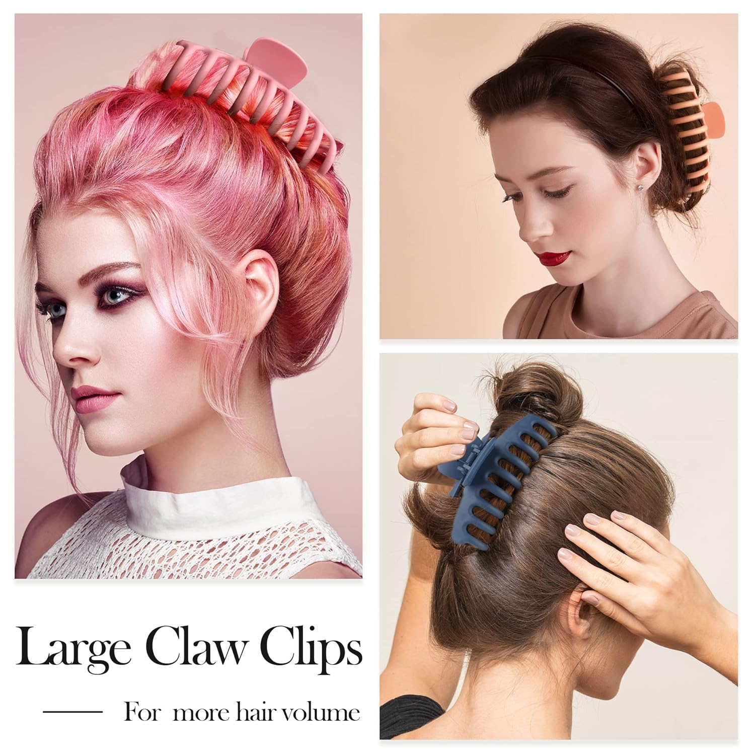 4.3 Inch Large Hair Claw Clips for Thin Thick Curly Hair Big Matte Hairclips Banana Strong Hold Jaw Clip Fashion Hair Accessories for Women and Girls (Nonslip, 8PCS)