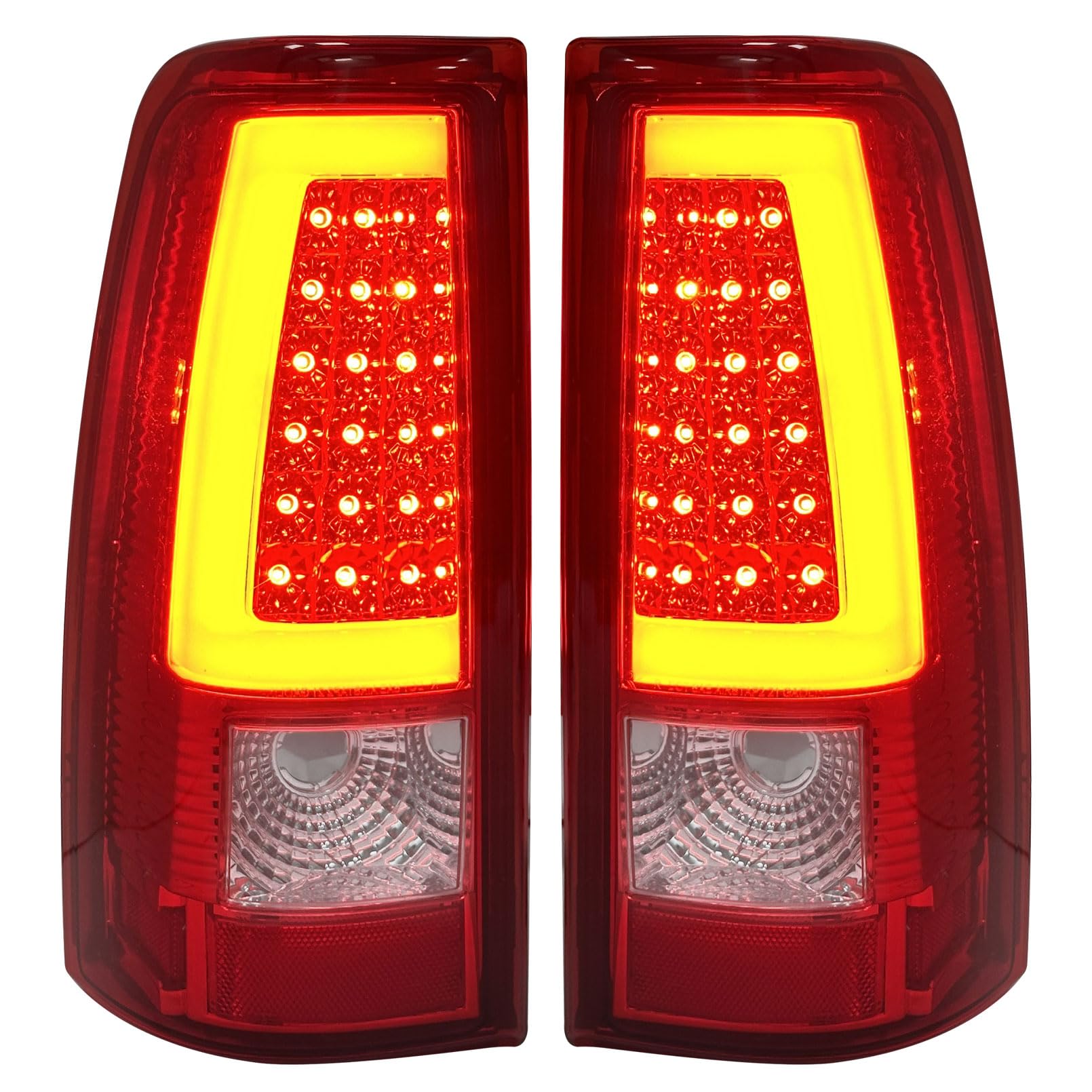 Silverado Tail Lights Compatible With 2003-2006 Chevy Silverado 1500/1500HD 2500/2500HD 3500 Driver and Passenger Side OE Style Rear Brake Lamps, Bulb and Harness Included (LED Style)