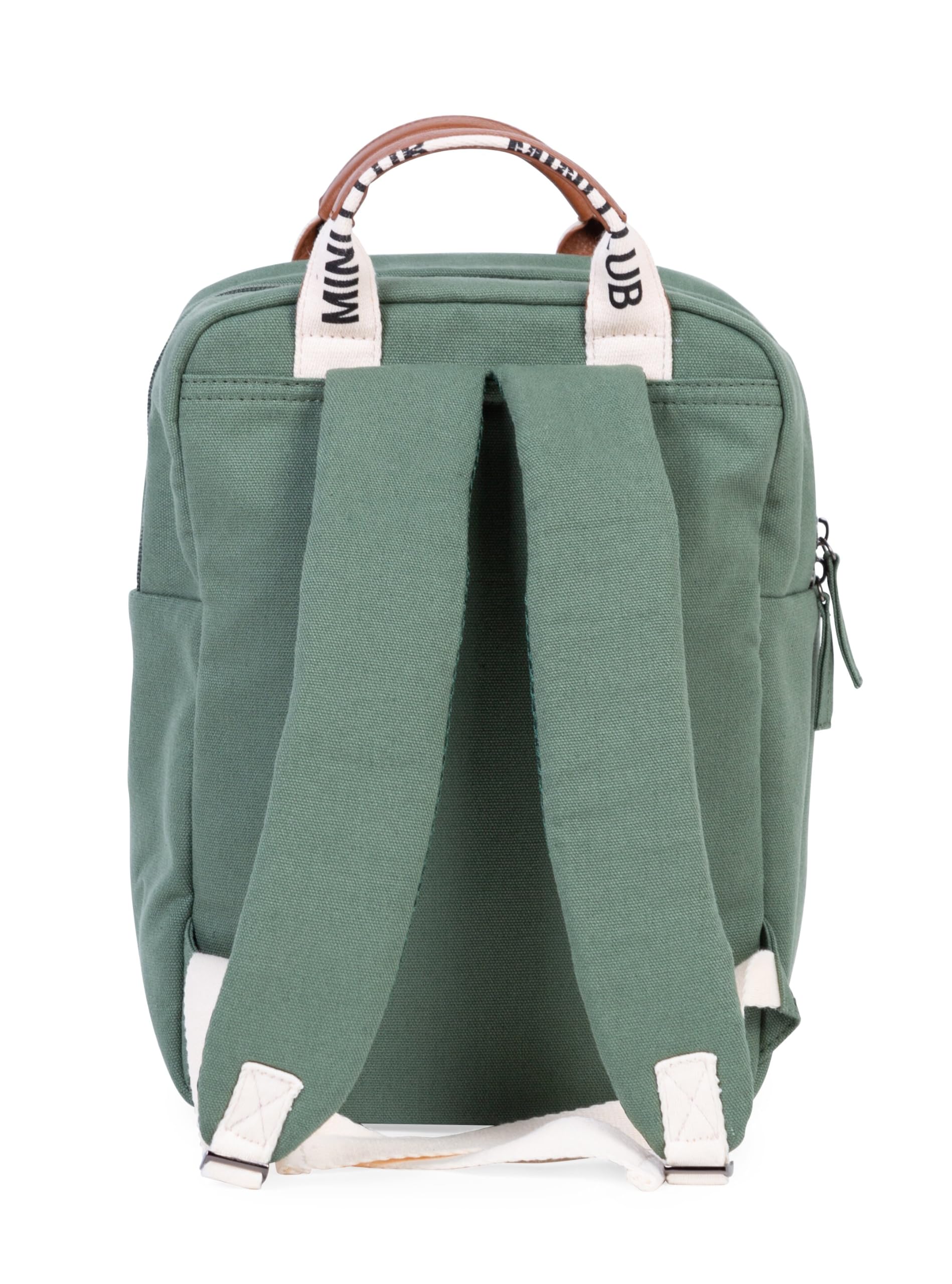 CHILDHOME, Sac a Dos, Bebe, Sac à dos Enfant, Cartable maternelle, Pochette isotherme, Compartiment boite à repas, Solide, Matière Coton, My First Bag, 7L, Mini Club, Signature, Vert