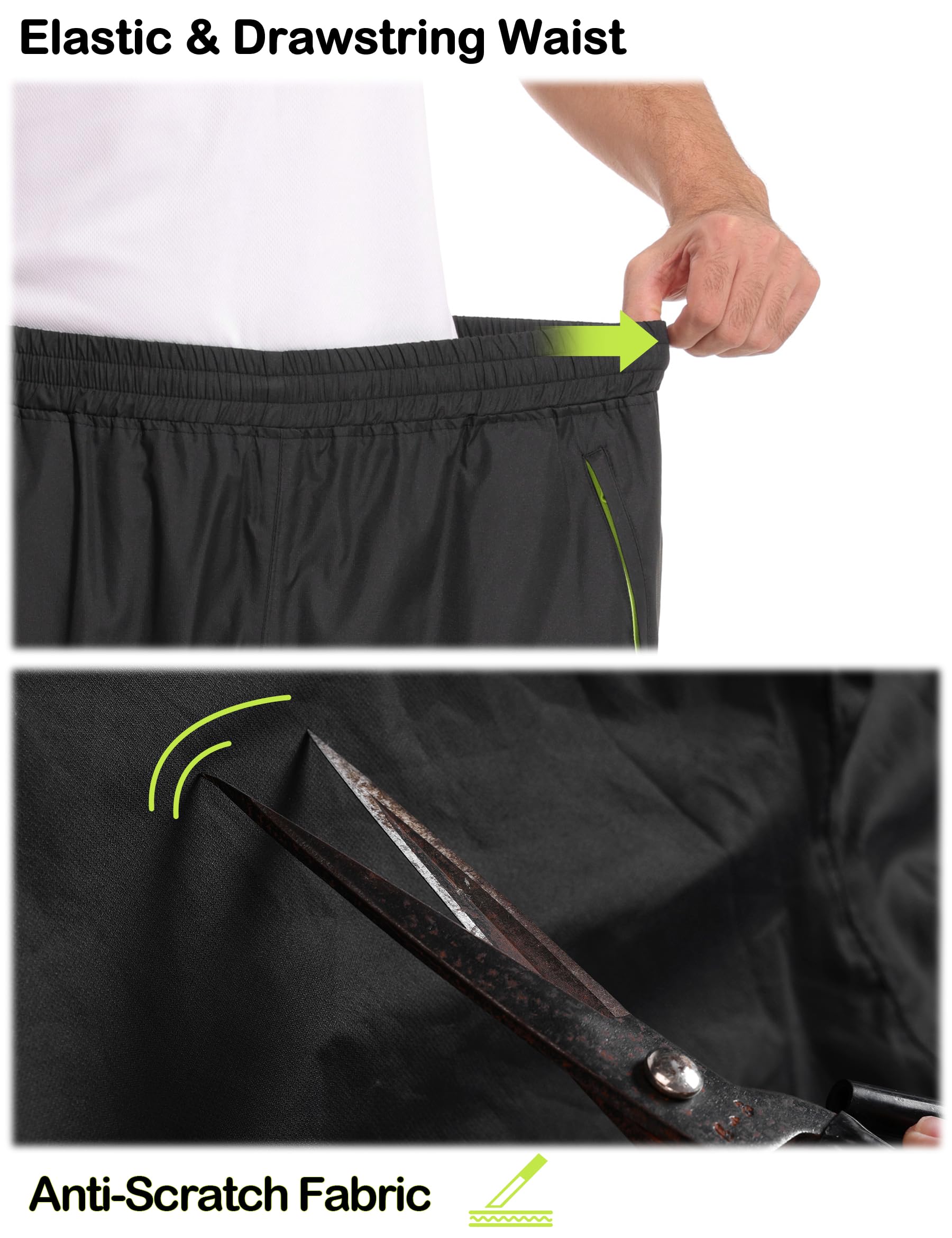 KUTOOK RP500 Pantalon de pluie imperméable et respirant pour homme, pour moto, randonnée, pêche