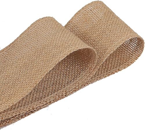 Miniatura 4 de Cinta de arpillera de 6 pulgadas de ancho, 54 yardas, cinta de tela de yute natural, cinta de manualidades para regalos de Navidad, boda, tela de