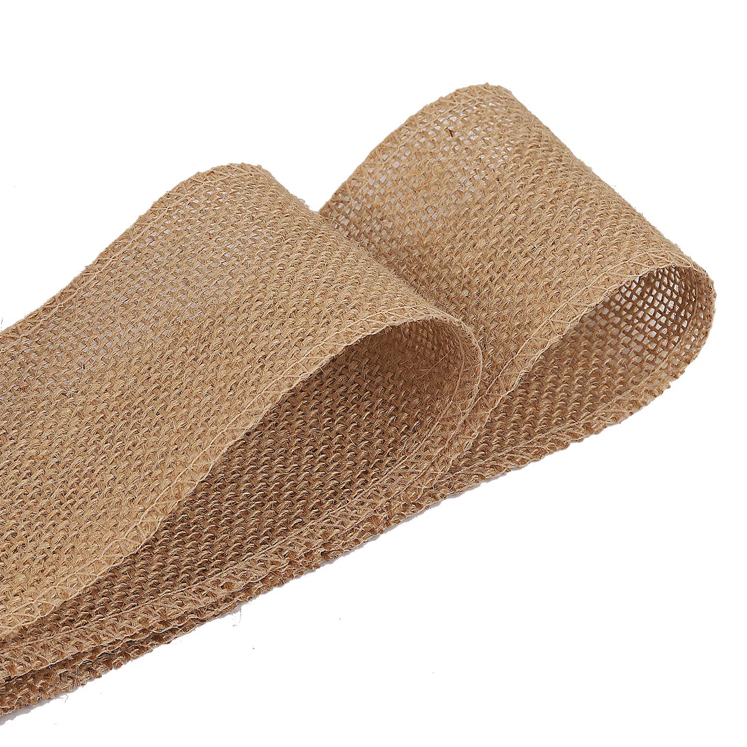 KINJOEK Cinta de arpillera de 4 pulgadas de ancho y 54 yardas, cinta de yute natural, cinta de manualidades para regalos de Navidad, boda, tela de arpillera, bricolaje para decoración