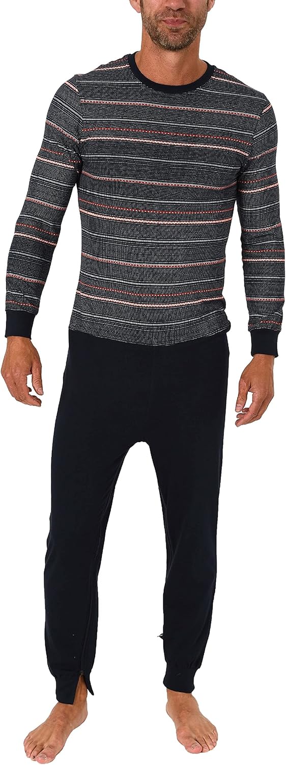 Normann Care Men's Alzheimer's Clothing Nursing Jumpsuit Overall Onesie with Zipper at Back and Leg