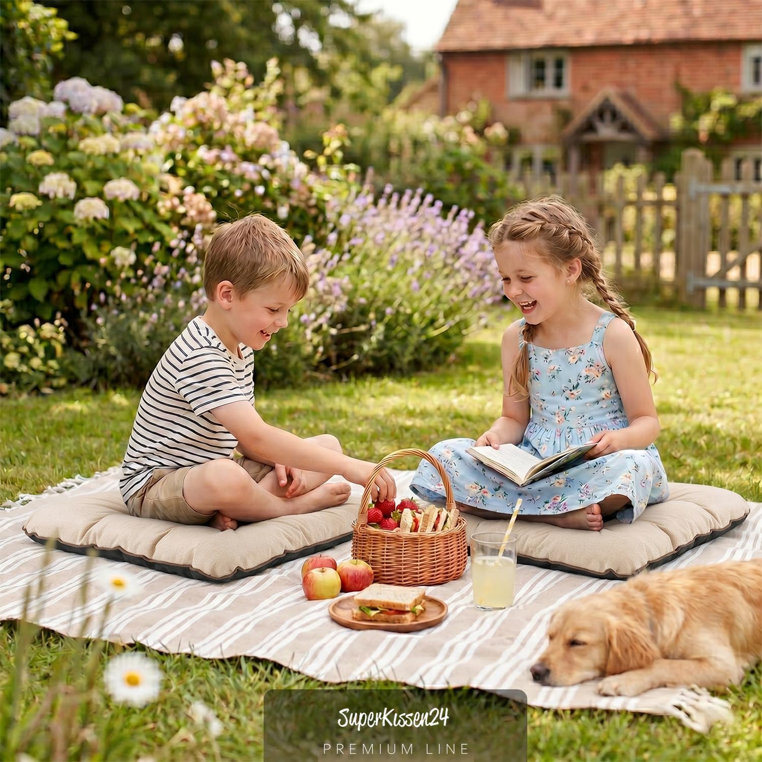 SuperKissen24. Cuscini per Sedie - Cuscino 45x45 cm da Esterno ed Interno Comoda Seduta Impermeabile per Mobili e Arredamento da Giardino, per Pavimento - Lino Beige