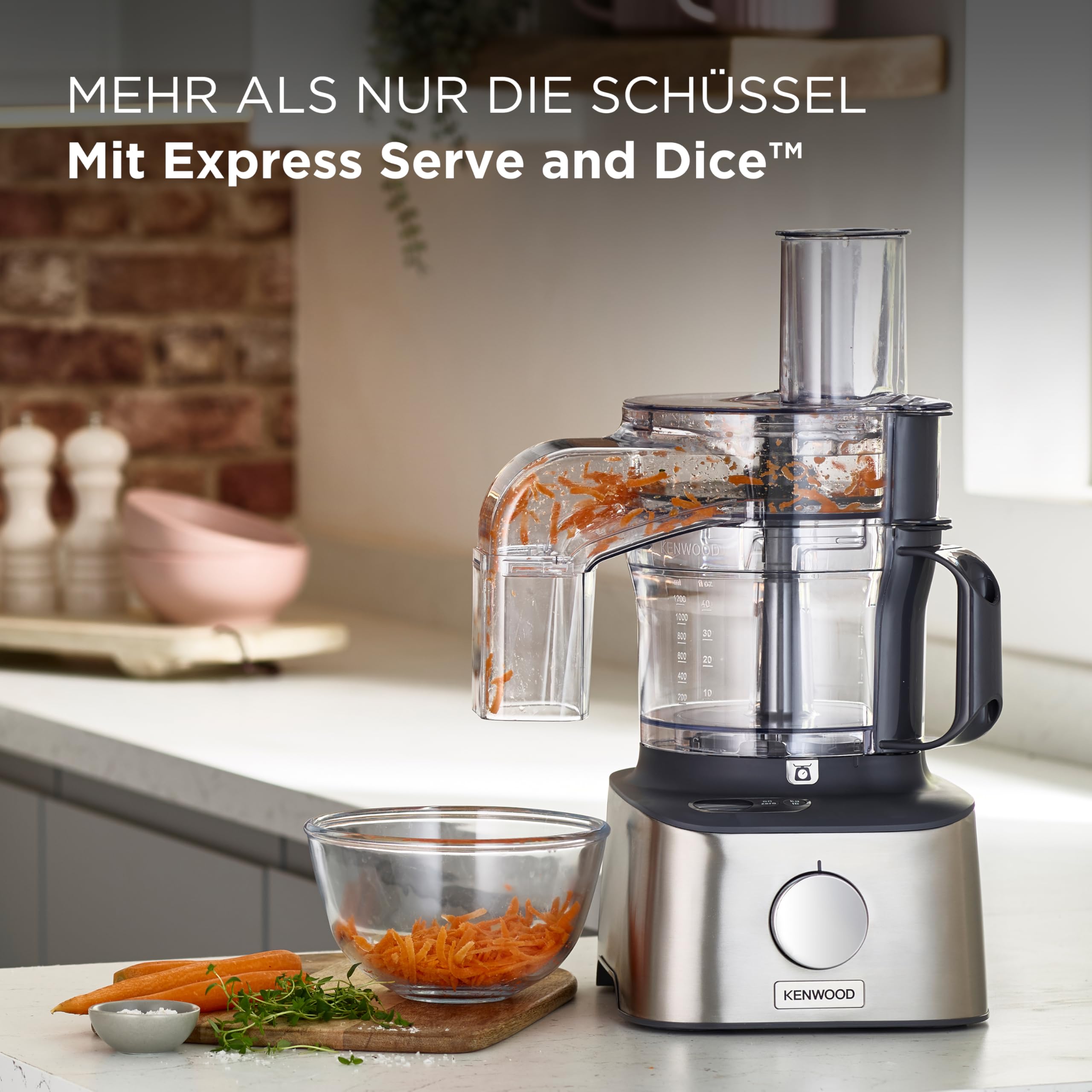 Kenwood Multipro Compact + FDM315SS Robot de cuisine compact, 2,1 l, balance intégrée, couteau en acier inoxydable, 4 disques de travail et 5 autres accessoires, boîtier en métal, 800 W, argenté