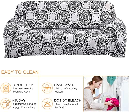 Miniatura 9 de ele ELEOPTION Fundas de sofá en forma de L, fundas de sofá con estampado seccional, 2 piezas, fundas elásticas para sofá en forma de L para niños,