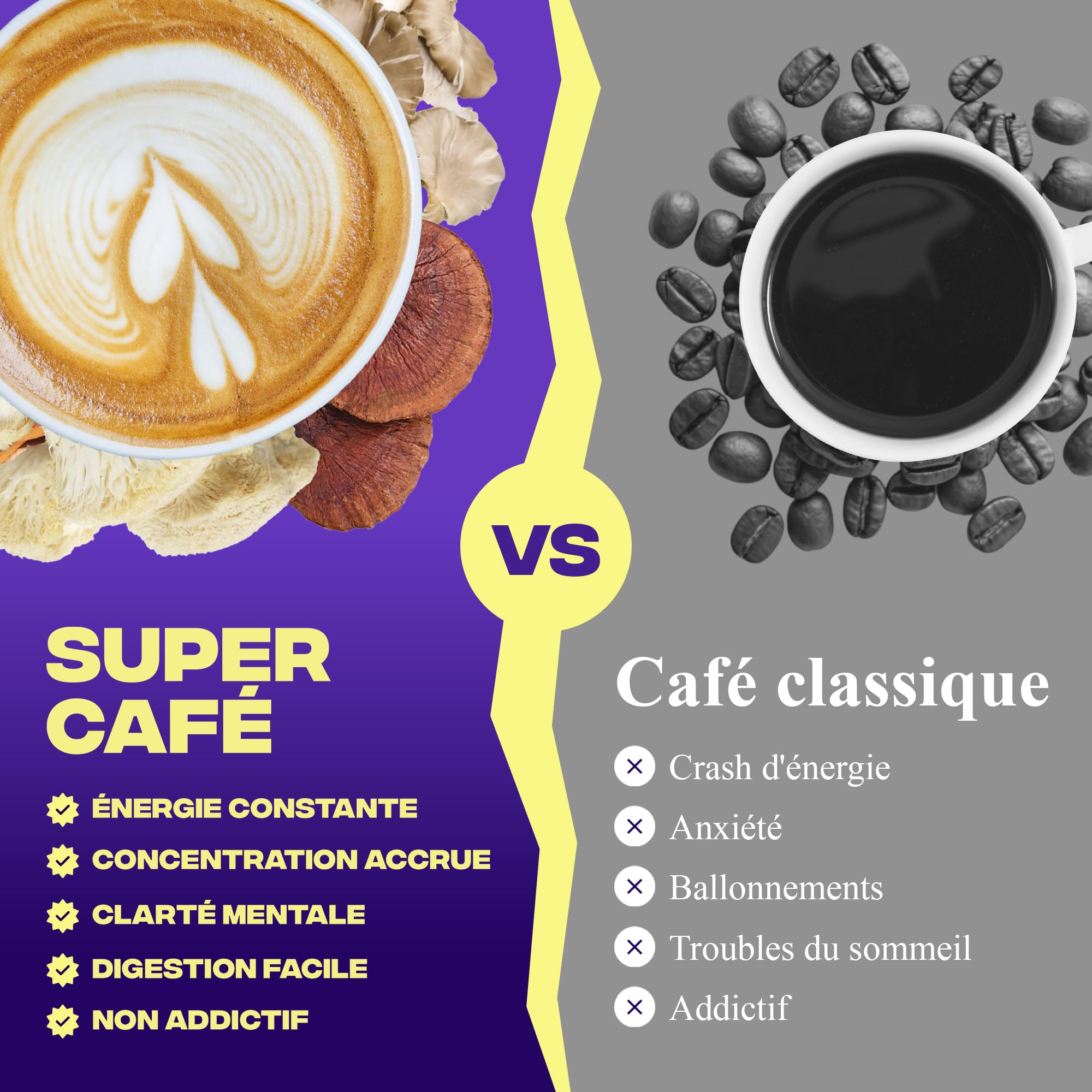 Brainstoorm Mushngo - Súper Café con Hongos Adaptógenos: Lion’s Mane, Cordyceps, Chaga - Vegano - Concentración, Energía, Claridad Mental - 30 tazas de 8g