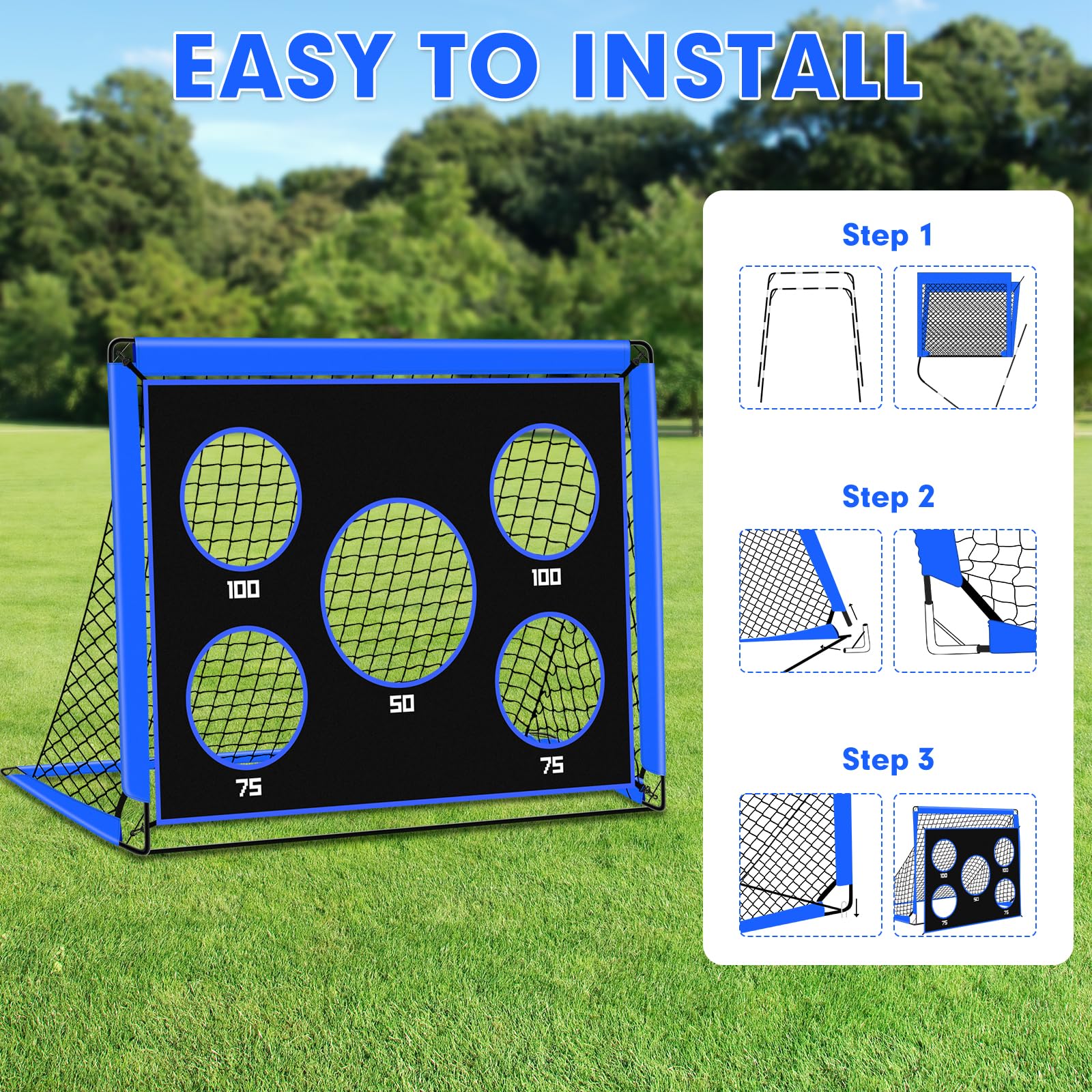 Portería de Fútbol 2 en 1 Pop Up para Niños con Bolsa de Transporte, Entrenamiento de Fútbol Interior y Exterior
