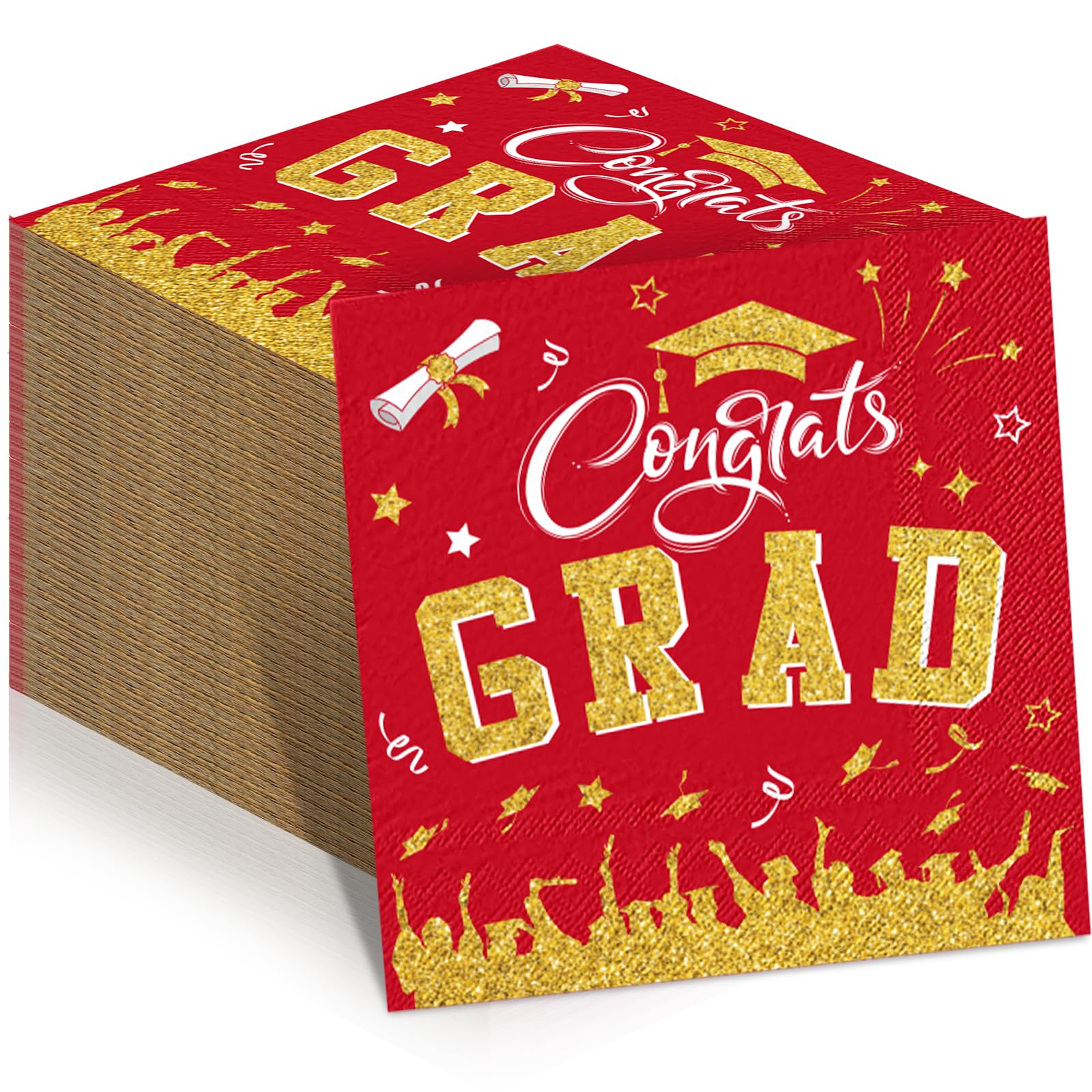 Supervitae 100 Pcs Graduation Napkins Class of 2026 Disposable Graduation Cocktail Napkin Congrats Grad Square Paper Tissues for 2026 High School