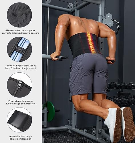 Miniatura 4 de Entrenador de cintura para hombre, reductor de cintura con cinturón de sudor ajustable, corsé de soporte de espalda, faja de compresión, trajes de