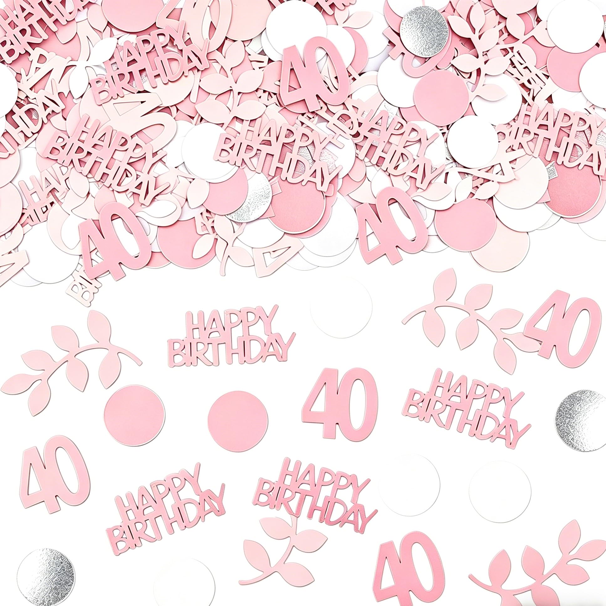 Happy 40th Birthday Confetti 15g 40th Anniversary Glitter Foil Table Decoration Sequins for 40 Years Birthday Table Confetti Party Decoration Rose Gold Pink