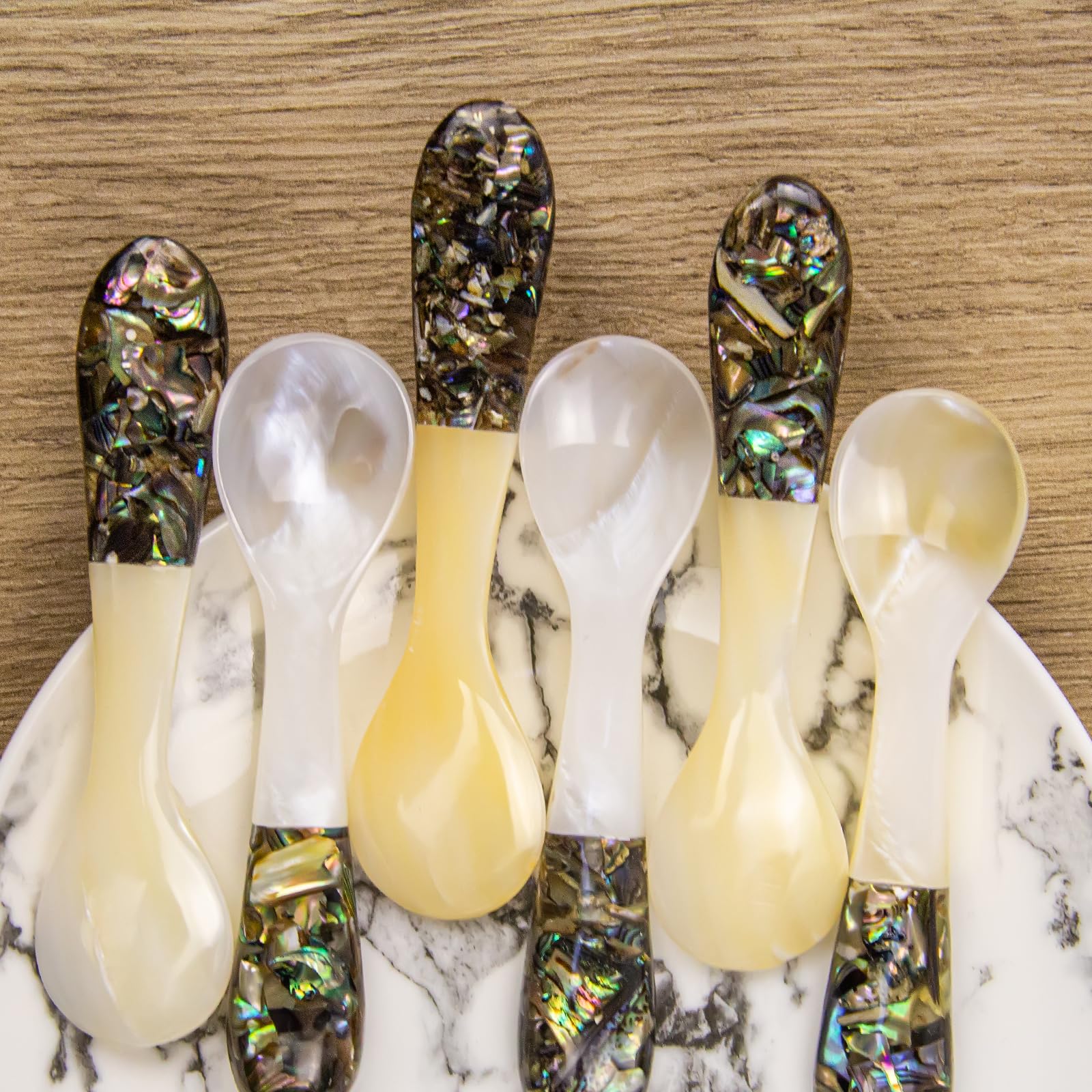 Set Di 6 Cucchiai Da Caviale In Madreperla - 10,2 Cm, Per Servire Uova E Dessert