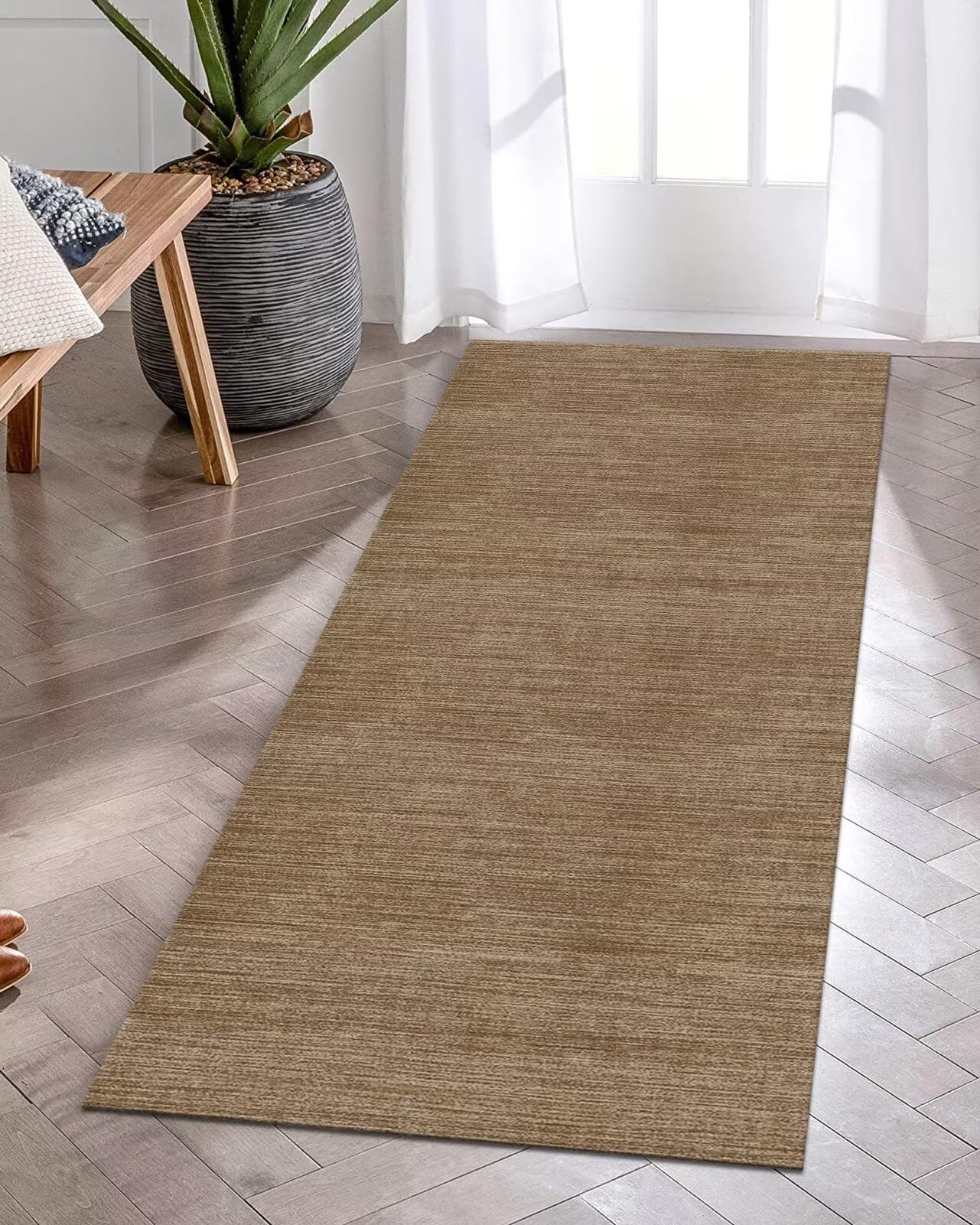 Alfombras de Pasillo Antideslizante Resistente Alfombra Cocina Moderno Abstracto 100X200CM Marrón Alfombrillas Larga Lavable para Salón Dormitorio Corredor Baño Alfombra pasillera Entrada Interiores