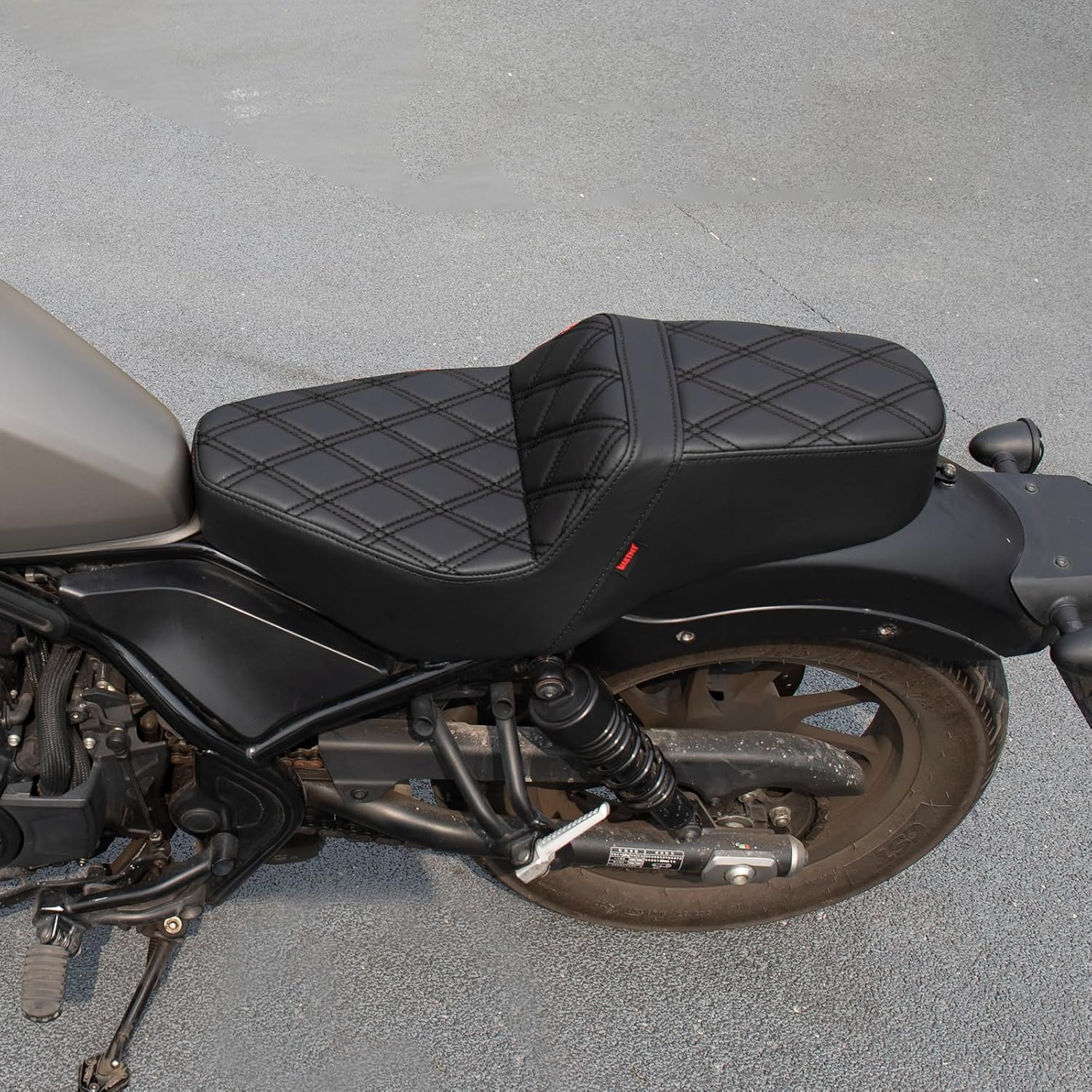 One-Piece Rider Passenger Seat Ergo-Drop Motorcycle Seat Diamond Pattern Compatible with CMX 300 CMX 500 Rebel 300 Rebel 500 2017-2024 (Black Stitching,Diamond Pattern)