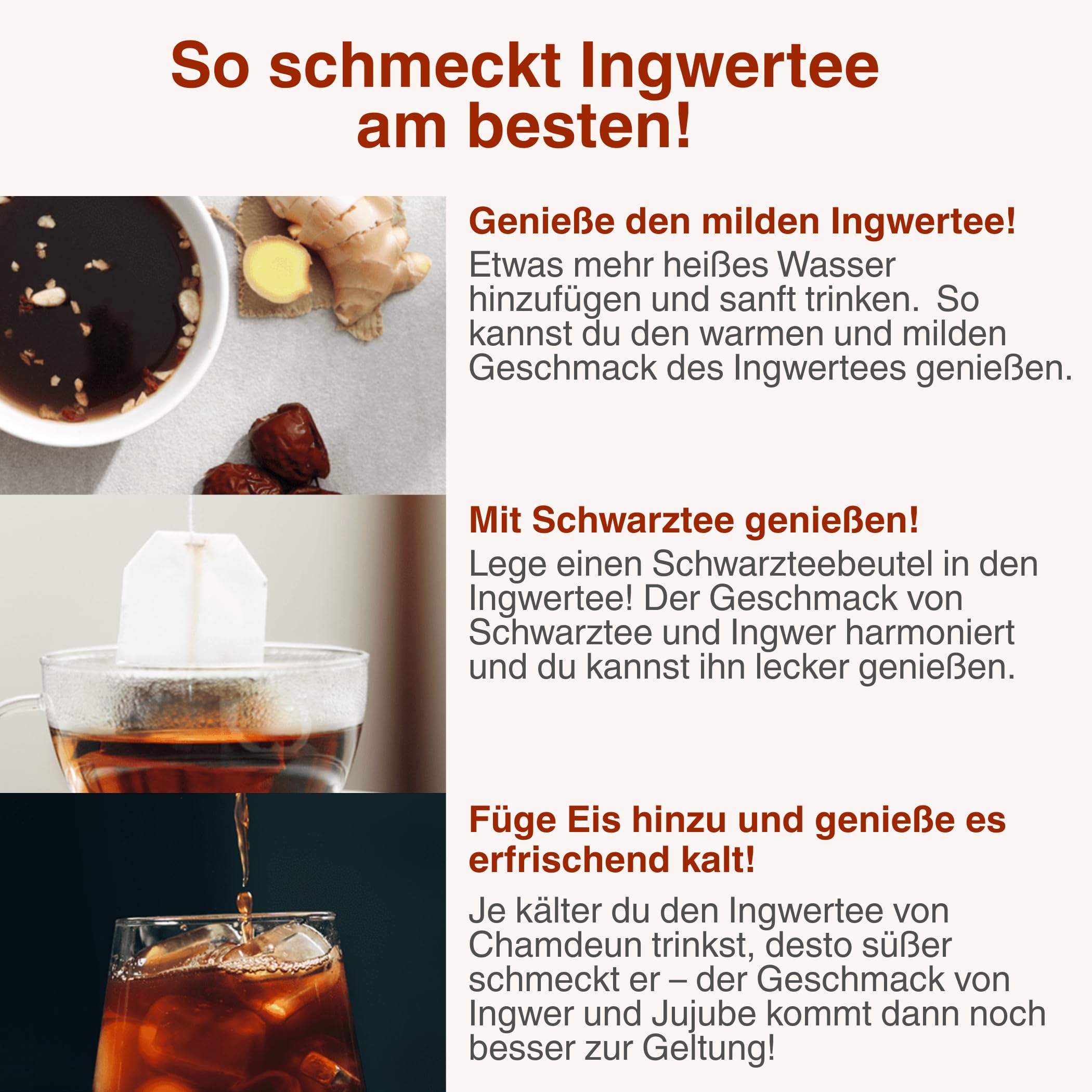 CHARMDEN Ingwer-Jujube Tee | 100 ml x 30 Beutel | Nur mit Ingwer, Jujube & Wasser | Stärkt Immunsystem & Kreislauf | Gegen Kälte & Müdigkeit | Ohne Zuckerzusatz – Koreanisches Hausmittel