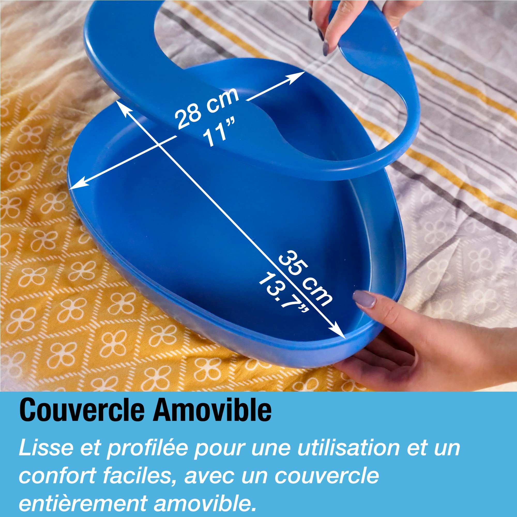 Bassin de lit urinoir très résistant avec 25 coussinets et doublures super absorbants - Pour l'hôpital ou la maison pour les personnes âgées et les patients - Coussinets absorbent jusqu'à 1000ml