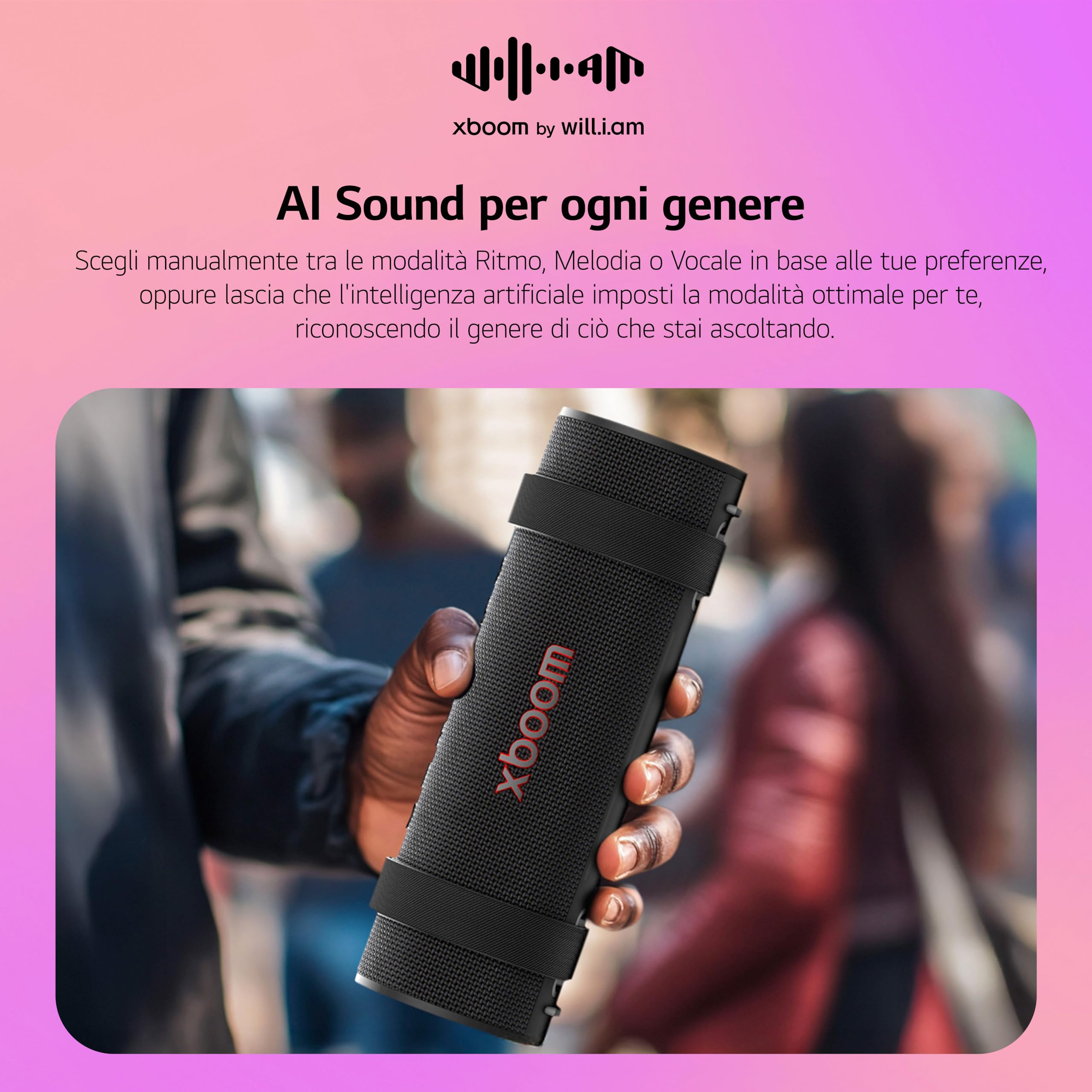 LG xboom Grab,Speaker Bluetooth Portatile, Cassa Altoparlante Impermeabile e Antipolvere IP67, Fino a 20h di Autonomia,Compatibile con (Google, Siri, Alexa)