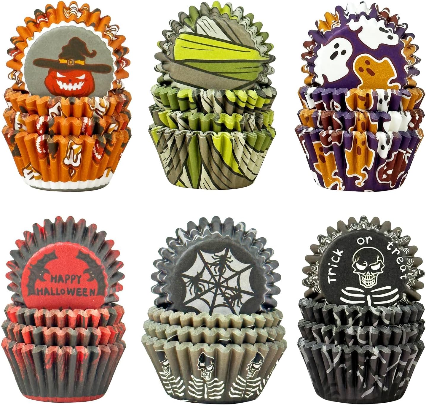 qiqee Halloween Standard Cupcake Liners Cupcake Cups 300-Count Food Grade Gradient Design Cupcake Papers Baking Cups Cupcake Wrappers for Halloween(Standard Size)