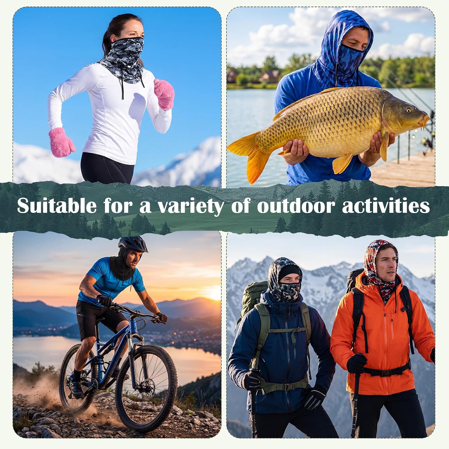 Chicingyou 8 Pcs Summer Balaclava Face Mask UV Hood Breathable Full Head Mask Face Cover for Men Women Outdoor