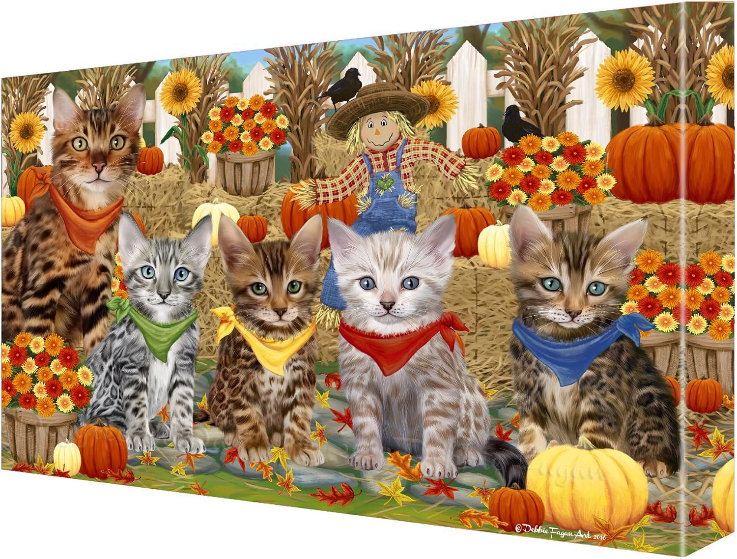 Doggie of the Day Fall Festival with Bengal Cats Canvas Wall Art - Premium Quality Ready to Hang Room Decor - Flat Rolled 8" x 10"