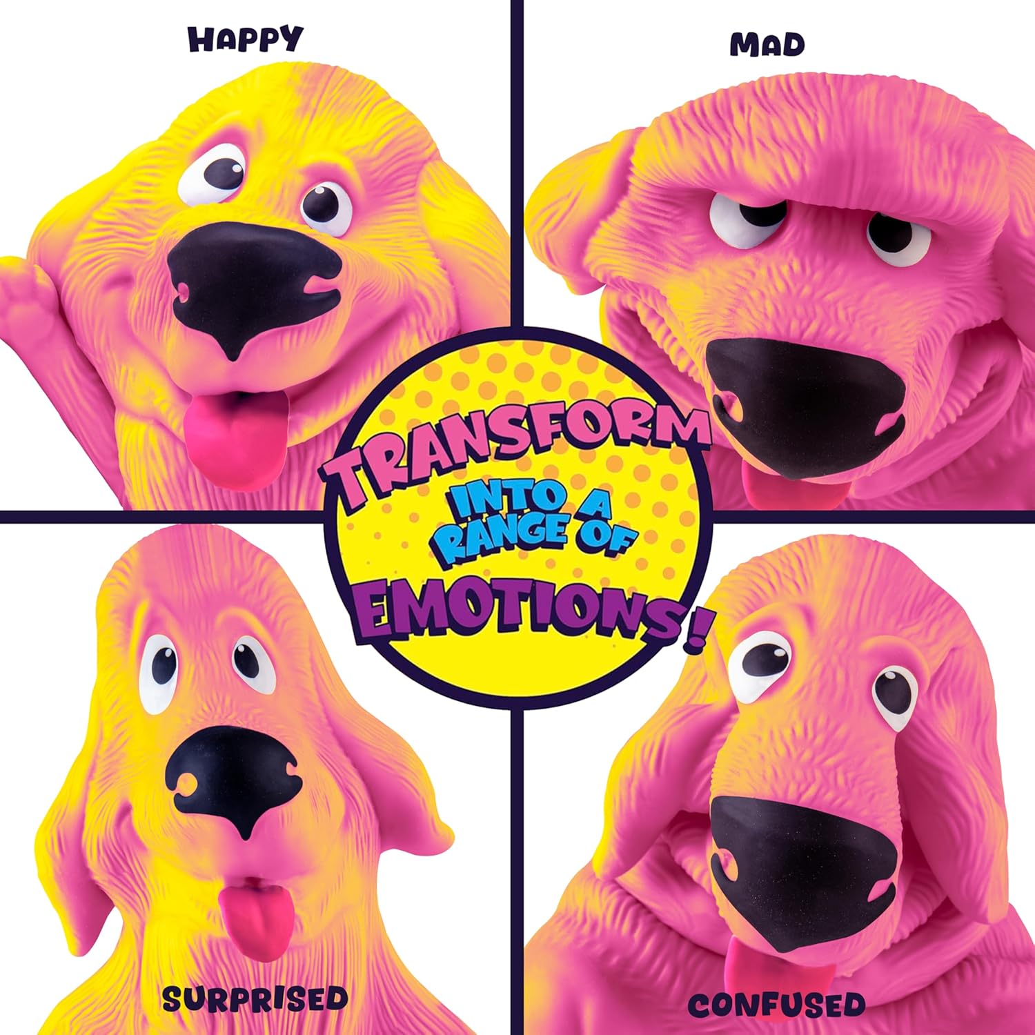 ORB Funkee Animalz MEGA Puppies 3 Pack (Set 1) - Adorable, Funny, Stretchy, Squishy Puppies, Perfect to Squeeze for Stress Relief - Original Sensory / Fidget Collectible Toy Dogs for Kids and Adults