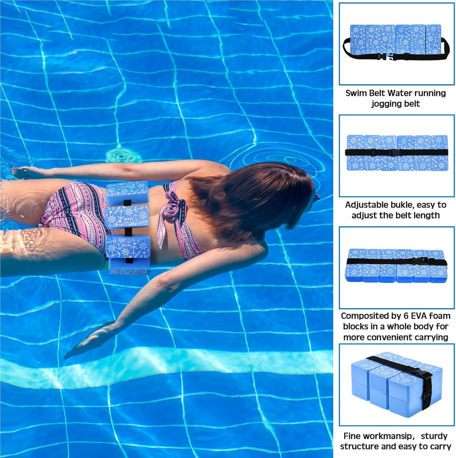 5 Pcs Pool Aquatic Exercise Set Including 2 Lightweight Water Dumbbells, 2 Ankle Swimming Weights, and Swim Belt Water Exercise Equipment for Aquatic Aerobics