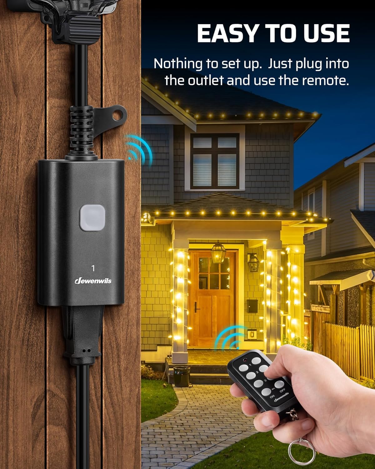 DEWENWILS Outdoor Remote Control Outlet, Weatherproof 15A Wireless Remote Control Switch