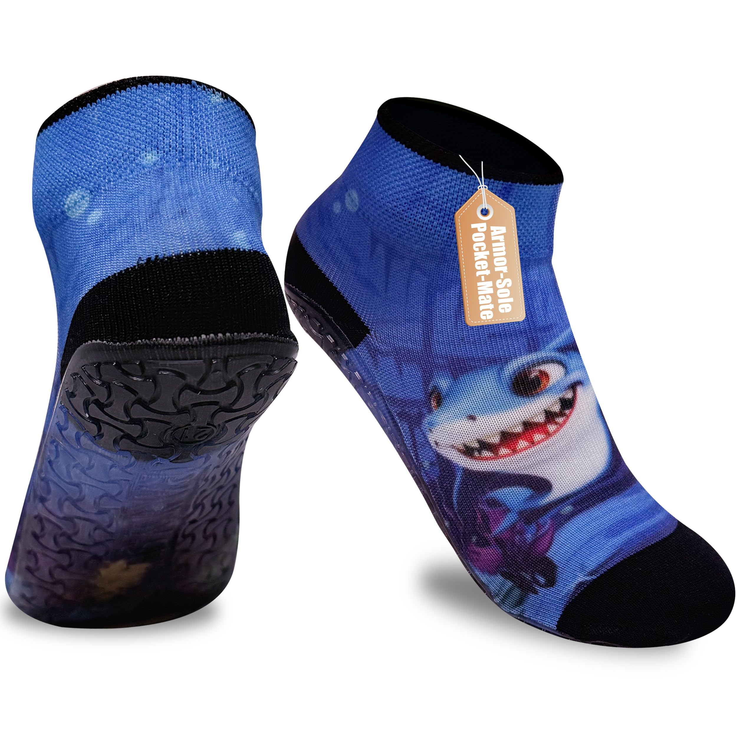 RANDY SUN Kids Quick-Dry Sand Not Waterproof Socks, Wearable Barefoot Home Fitness Beach Pool Socks for Surf Swim Yoga Volleyball Provided Protection(1 Pair Blue 7.87IN for Little Kid 12-Big Kid 2)