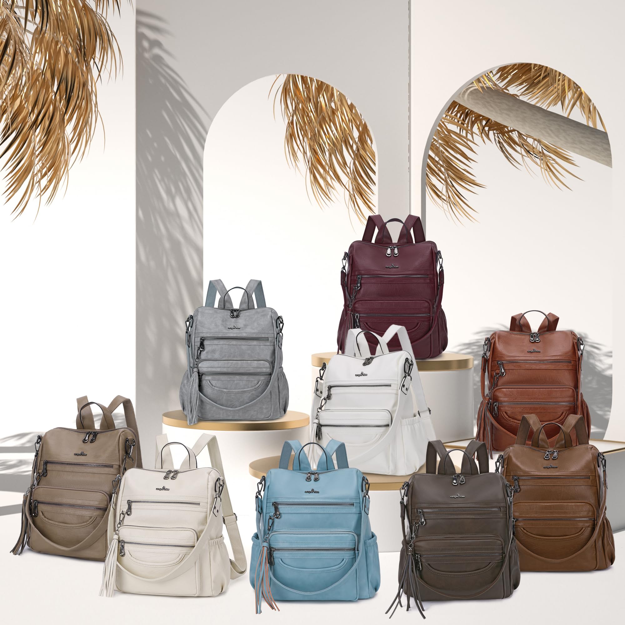 Bolso de mujer de piel sintética con cierre de cremallera, mochilas informales de hombro