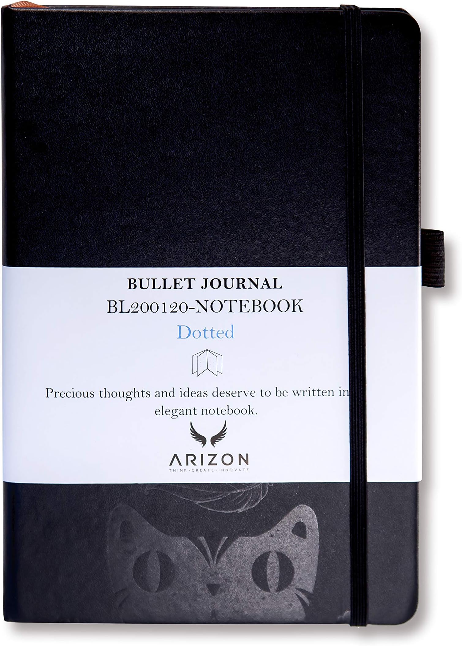 Classic Bullet Journal Notebook - Size A5: 5.3” × 8.3”, Hard Cover, Black PU Leather, Dotted Grid, 200 Pages, 120 GSM Ultra Thick Acid Free Paper, Inner Pocket - Arizon Canada