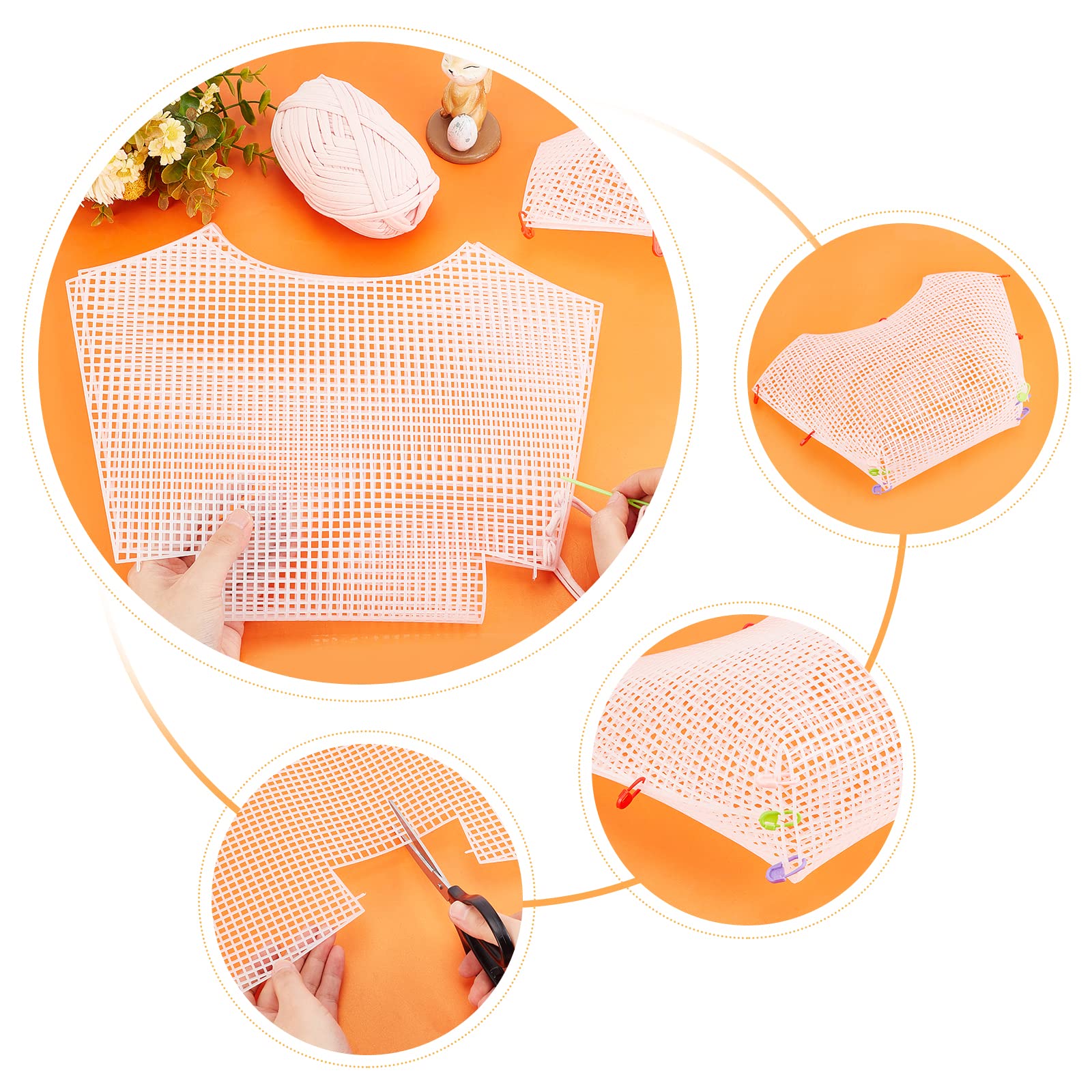 WADORN 6 Set di Fogli di Tela di Plastica Trasparente per Ricamo, Fogli di Tela Vuoti per Ricamo, per Realizzare Borse Kit Punto Croce per Borse Fai-da-Te per Progetti Acrilici all'Uncinetto,51x32.1cm