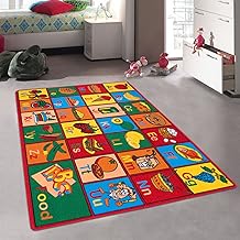 Champion Rugs Kids/Baby Room/Daycare/Classroom/Playroom Area Rug. Alphabet Food. Educational. Fun. Playmat. Non-Slip Back. Bright Colorful Vibrant Colors (8 ft x 10 ft)
